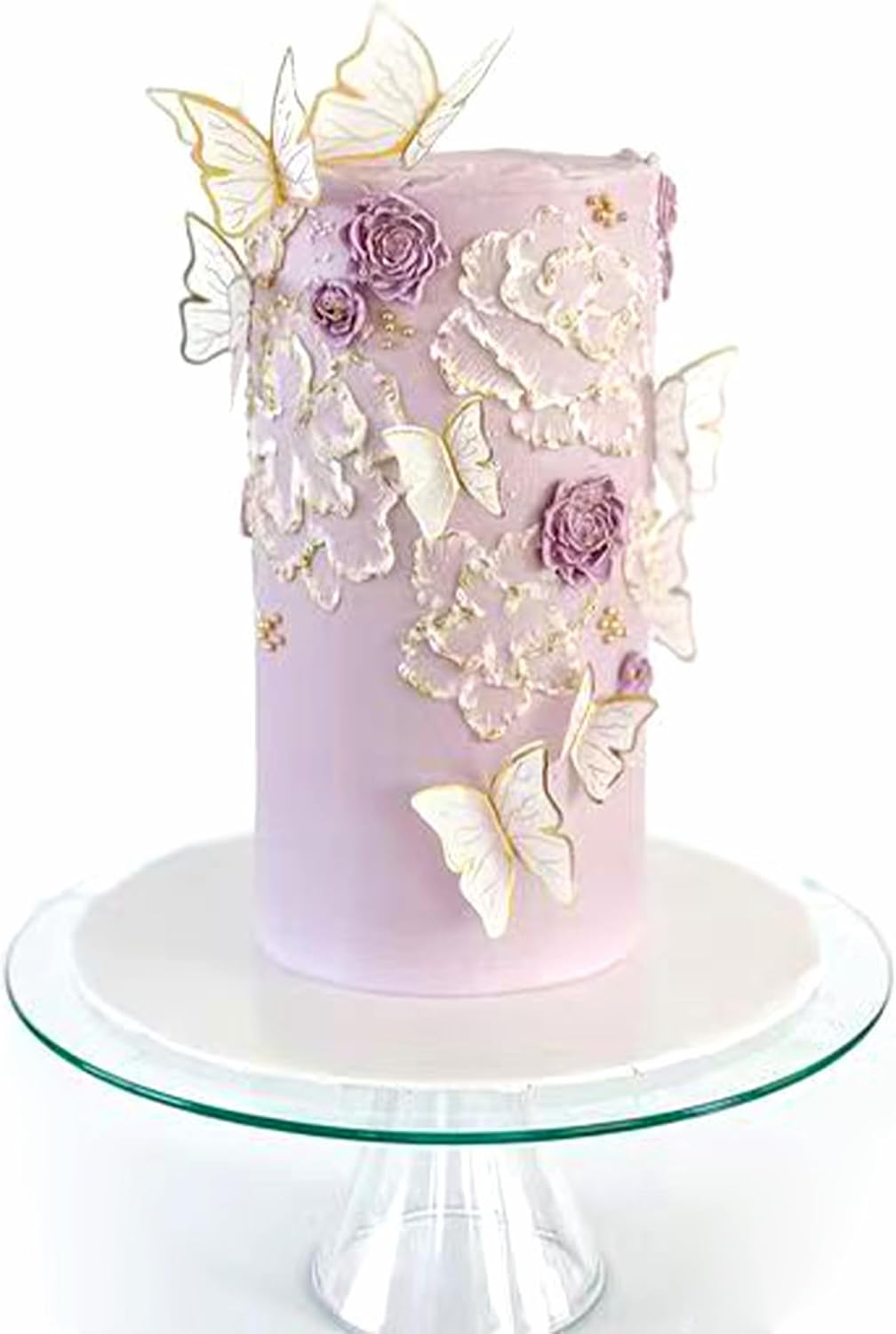 30Pcs 2D Waterproof Purple Butterfly Cake Topper Transparent Golden Butterflies Cupcake Toppers for Butterfly Birthday Wedding Floral Cake Decorartions Butterflies Wall Decorations Party Supplies
