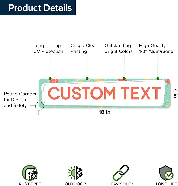 Custom Sign, Custom Street Sign, 11 Font Colors, 13 Font Styles, 4 Hole Options, 22 Sizes, 4x18 Inches, Rust Free DiBound, Fade Resistant, Made in USA by My Sign Center (Mid-Century Modern 2)