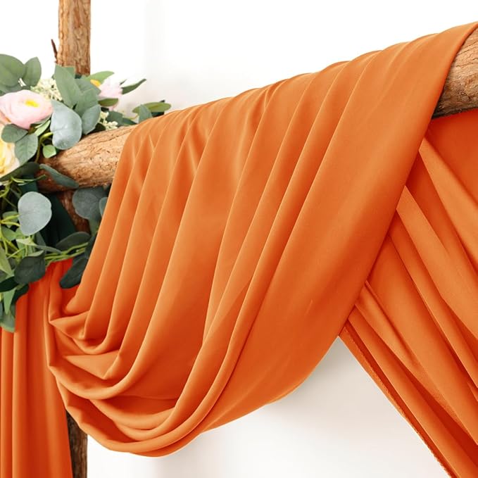 Wedding Arch Draping Fabric 1 Panel 30'' x 18FT Orange Sheer Chiffon Arch Drapery for Photo Booth Bridal Shower Baby Shower Church Decor Newborn Photography Christening Outdoor Party