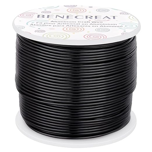 BENECREAT 15 Gauge 220FT Black Aluminum Wire Anodized Jewelry Craft Wire for Floral Beading, Plant Gardening, Decor
