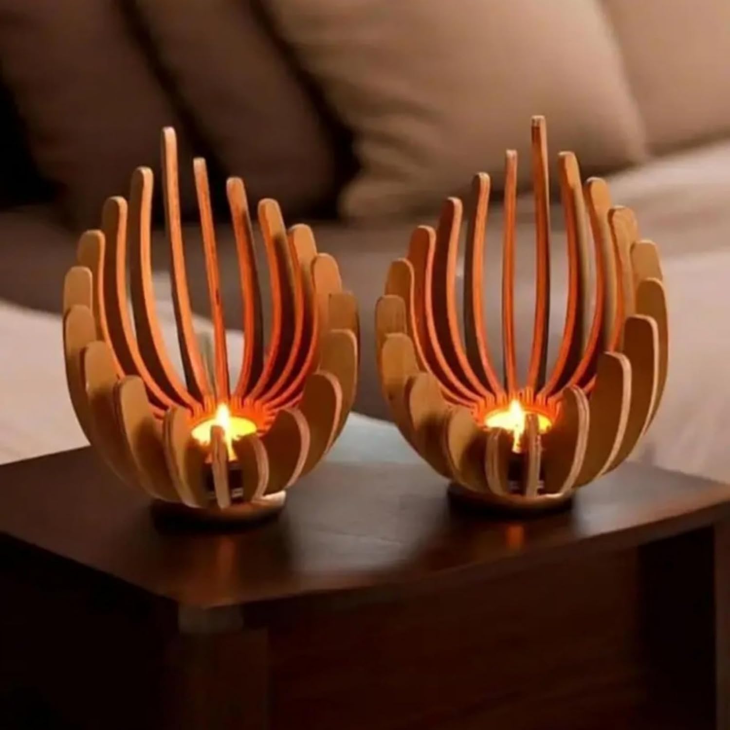 Lotus Shaped Candle Holder - Festive Candle Holder Handmade with Layered Petals and Central Tunnel Design, Classic and Elegant Home Décor, Festive Vibe, Christmas Decorations