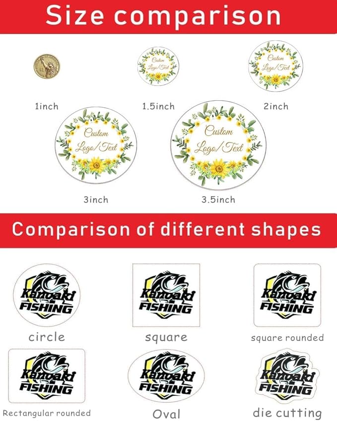 Custom Stickers for Business Logo Design Your Own Personalized Labels Shipping Sticker Decals Text Name Image Photo Customized Waterproof, UV Protected Fade & Heat Cold Resistant 2 Inch
