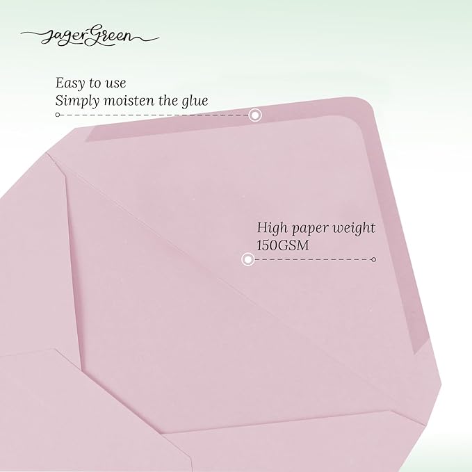 50 Pack 5x7 Envelopes Letter Size, Pink A7 Envelopes Self Seal for Wedding Invitation, Envelope 5.4x7.6 for Greeting Cards, Photos, Baby Shower, Graduation, Thank You Cards, Announcements