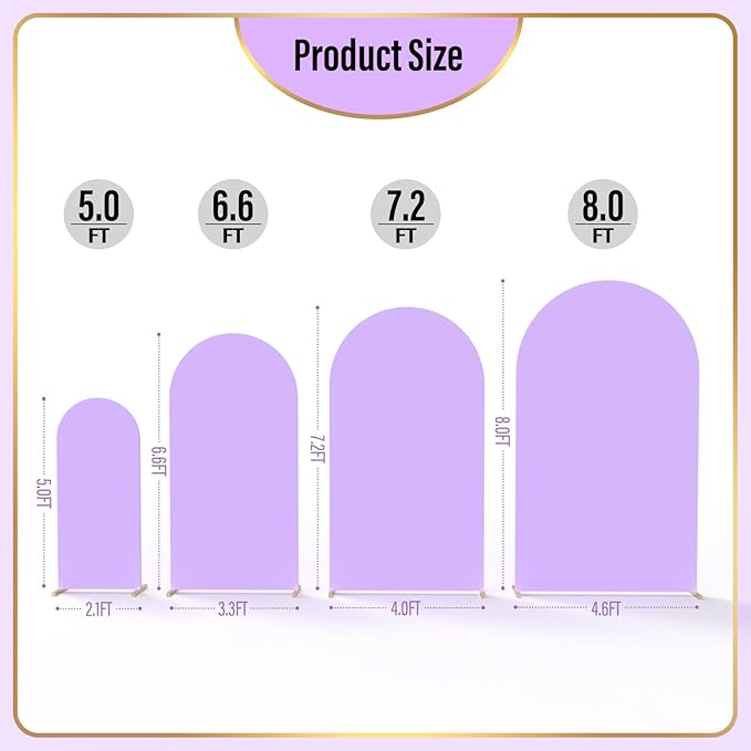 LEBENGURU Upgraded 7.2FT Wedding Arch Cover, Purple Spandex Fitted Arch Backdrop Cover, Round Top Chiara Stand Covers for Birthday Party Baby Shower Banquet Balloon Décor