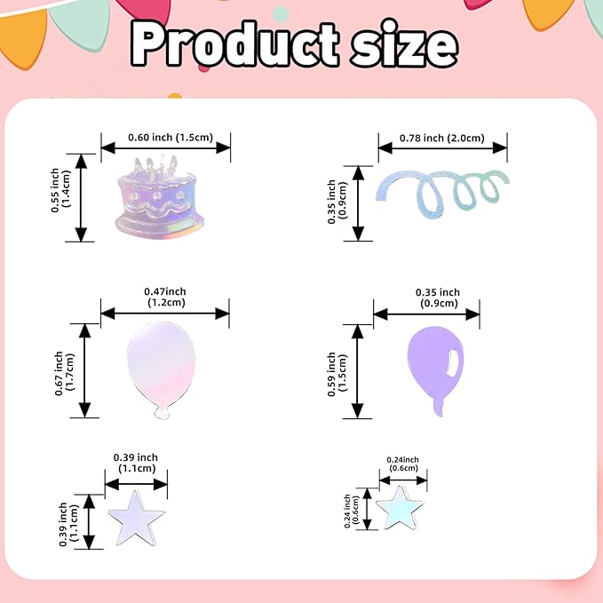 VHUWE Happy Birthday Confetti, 1.6 oz Laser Silver Cake Balloon Star Goblet Bottle Swirl Glitter Confetti for Boys Girls Kids Women Men Happy Birthday Party Table Decorations Supplies