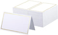 120 Pcs Place Cards for Table Setting - Folded Name Cards 2 x 3.5 Inch | Placecards with Gold Foil Border - Easy to Write Without Bleeding or Smearing - for Dinner Party, Weddings, Events