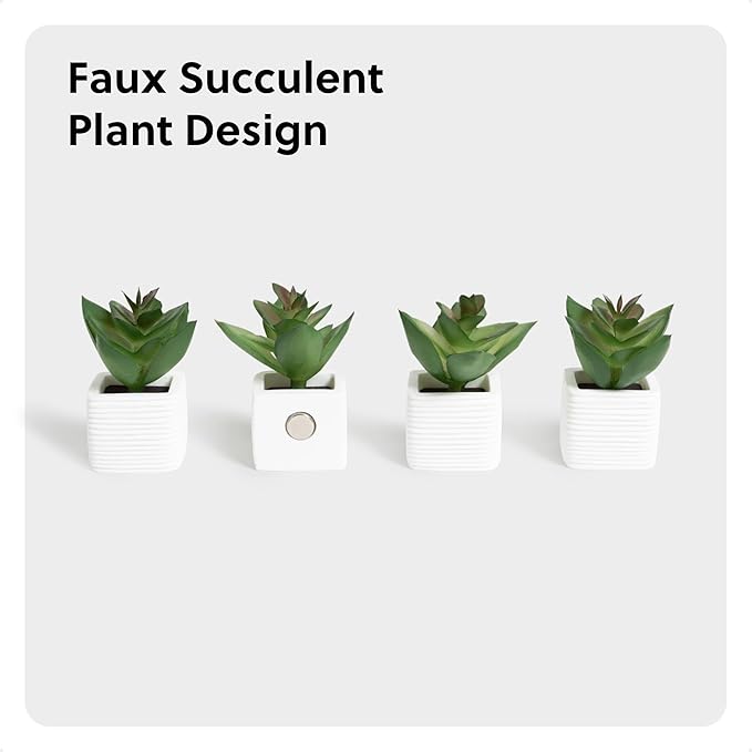 U Brands Mini Fashion Small Magnet Set, Green Succulents, 12 Count, Office Supplies for Classroom or Office Decor, Cute Magnets for Whiteboard