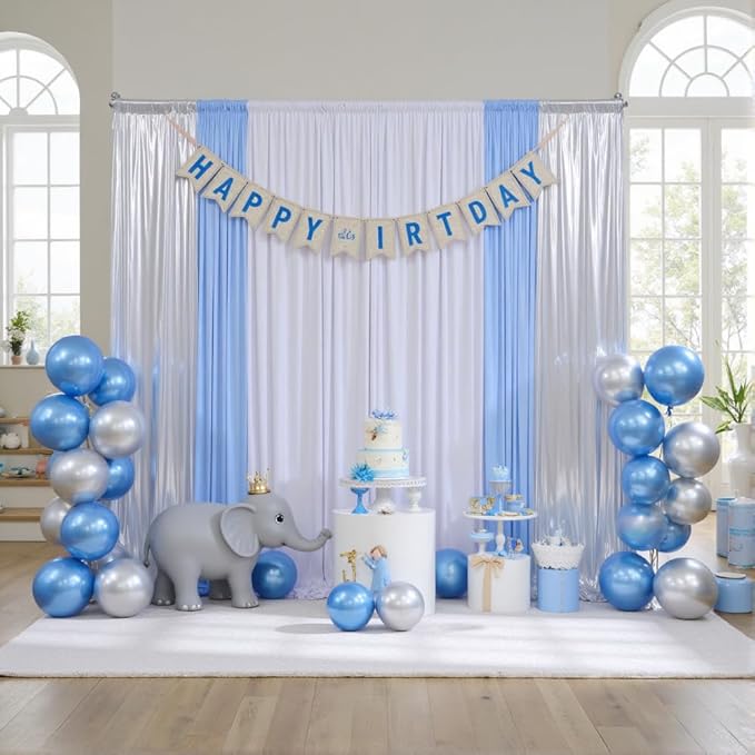30ft x 10ft Silver Sequin Backdrop Curtain for Parties, Wrinkle Free Thick Glitter Photo Backdrop Drapes 6 Panels 5x10FT Back Drop Cloth Shimmer Fabric for Wedding Birthday Photography Background
