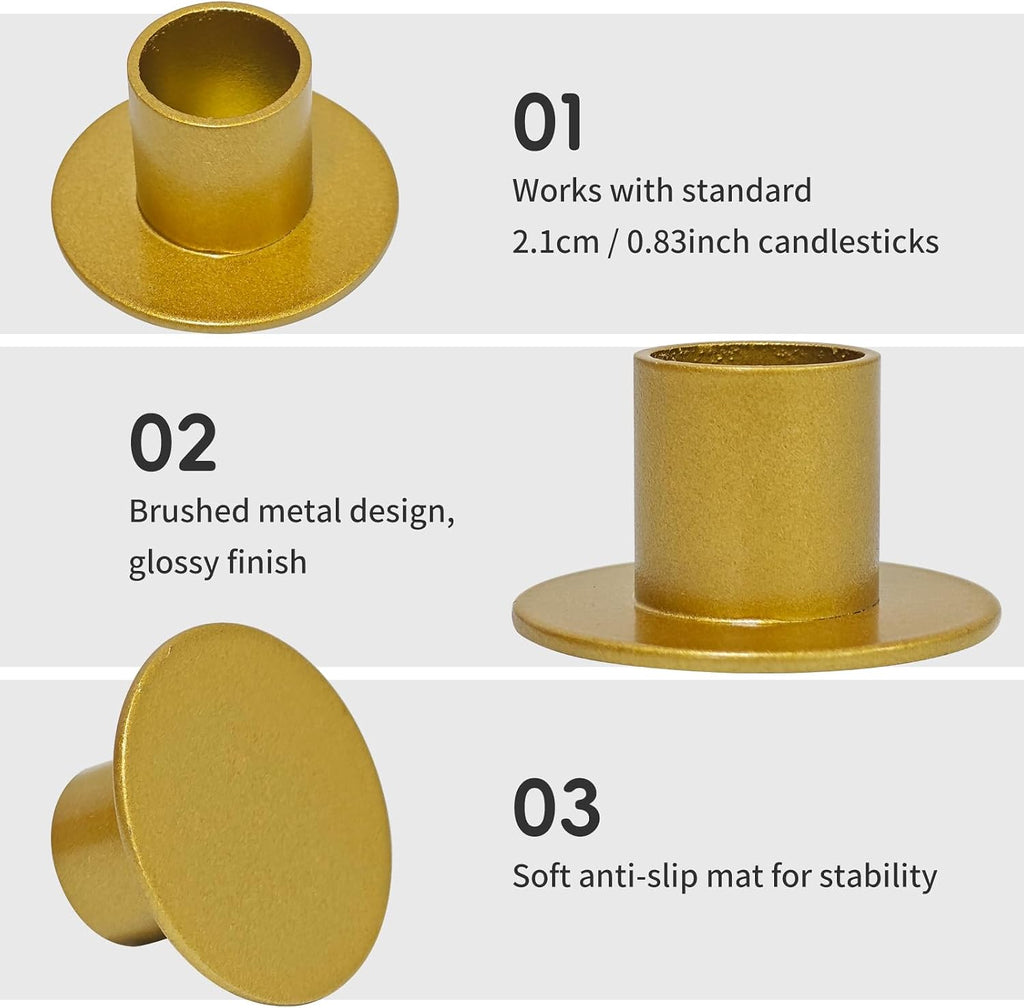 Gute Taper Candle Holder, Candle Holders for Pillar Candles, Matte Gold Candlestick Holder Centerpieces for Home Decoration, Wedding Anniversary, Party, Housewarming Gifts,Set of 8,Round