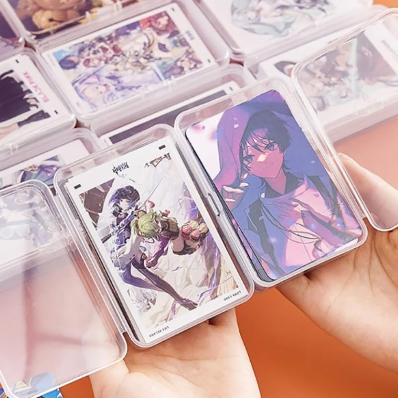 New Transparent Plastic Storage Box Photocards Small Card Storage Box Desk Organizer Box Classification Box Stationery