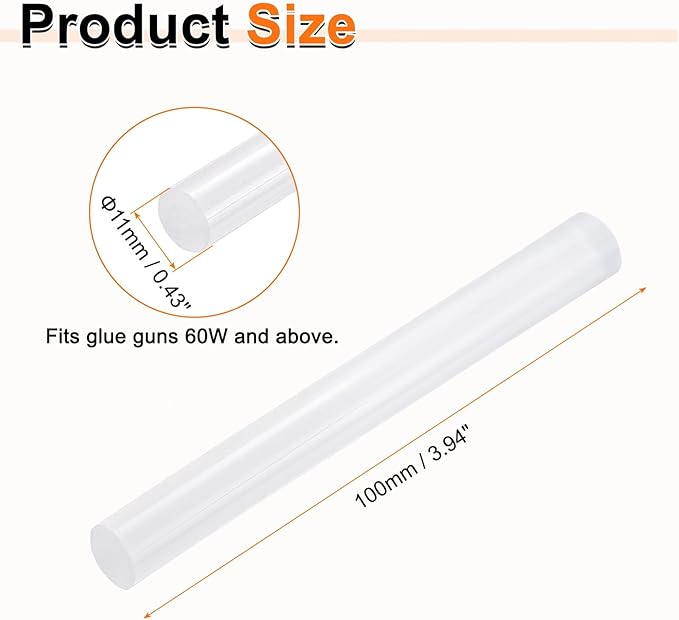 HARFINGTON 10pcs Hot Glue Sticks 0.43" Dia x 3.94" Long EVA Mini Hot Melt Adhesive Glue Stick for Hot Melt Gun Wood Plastic Glass Flowers Fabrics Foam, Clear