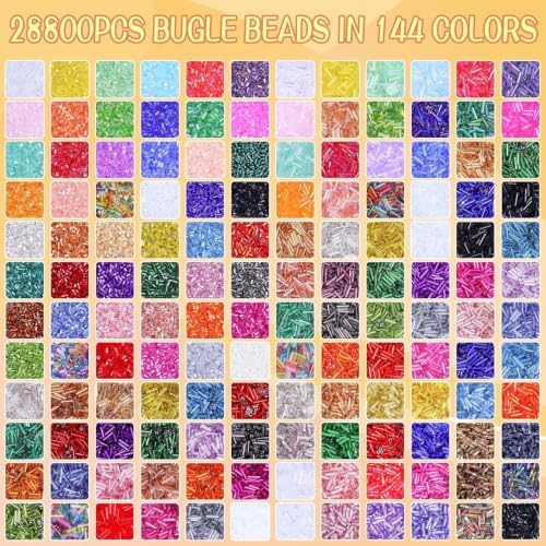 songin bugle beads kit, 6 boxes glass tube, close-up detail