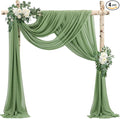 Wedding Arch Draping Fabric 4 Panels 20Ft length x 28" width Sage Green Arch Drapes Chiffon Fabric Sheer Curtains Backdrop for Party Bridal Decorations Wedding Ceremony Ceiling Stage Reception Decor