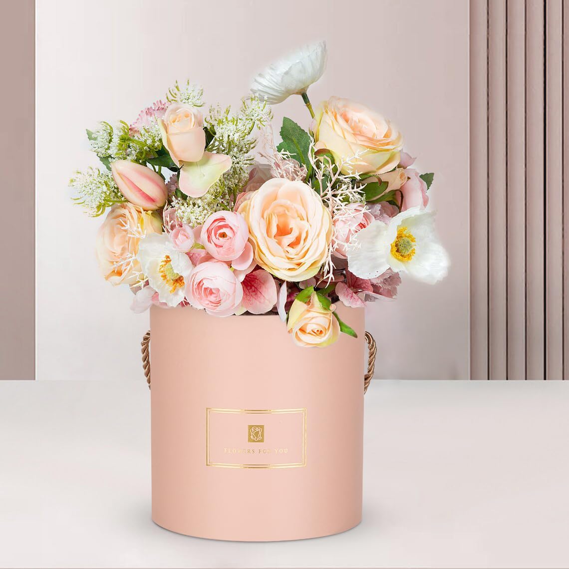 Hollyone Pink Gift Box with Lids Set of 3 Round Nesting Gift Boxes for Presents 3 Assorted Sizes Flowers Arrangements Box for Gift Giving Christmas Valentine Thanksgiving Mom Gifts Present Wrapping