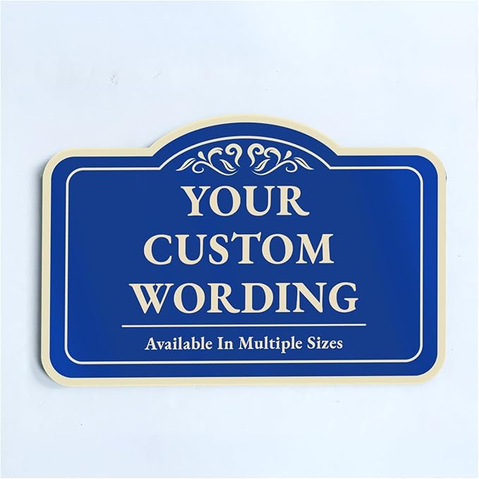 Custom Decorative Outdoor Metal Sign - Personalized Aluminum Sign, Design 1 Blue Steel 42x28 In, Waterproof, Made In USA