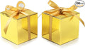 COTOPHER 100pcs Small Gift Boxes, Favor Boxes 2x2x2 inches Paper Gift Boxes with Ribbons Candy Box for Wedding Favors Baby Shower Bridal Shower Birthday Party (100pcs 2x2x2, Gold)