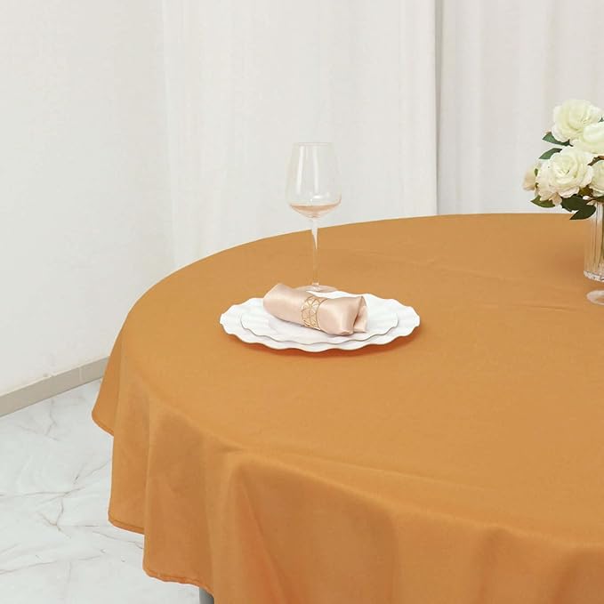 Efavormart Round Tablecloth, 70 Inch Stain & Wrinkle Resistant Washable Table Cloth, Decorative Polyester Fabric Table Cover for Banquet, Wedding, Dining- Gold