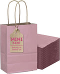 qiqee 24 Pcs Pink Purple Mini Paper Gift Bags with Handles 6"x4.5"x2.5" Small Brown Kraft Party Favor Bags Multiple Uses (Mini size)