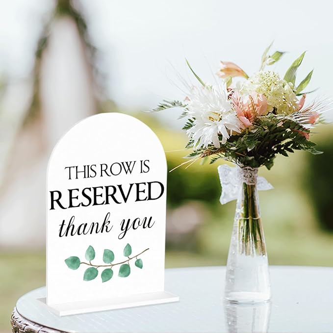 This Row is Reserved Sign, Reserved Seating Signs for Wedding, Engagement Bridal Shower Baby Shower Decor for Reception Reception, Weddings White Acrylic Sign