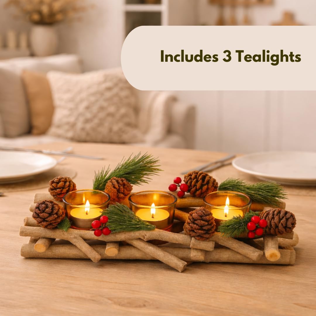 Marco Paul Christmas Decorations Room Decor, Candle Holder, Indoor Ornaments for Home, Christmas Table Centrepiece, Dinner Set, Kitchen Light, Table Decorations Centrepiece
