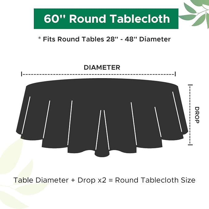 Biscaynebay Textured Fabric Round Tablecloths 60", Silver Grey Water Resistant Table Cloth Small Circle Folding Table Covers for Dining, Kitchen, Wedding & Parties, etc Machine Washable