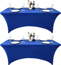 2-Pack 6ft Spandex Table Covers for Rectangle Standard Folding Tables - Wrinkle Resistant Stretch Tablecloths - Ultimate Fitted Table Protector for Parties, Trade Shows, Banquet