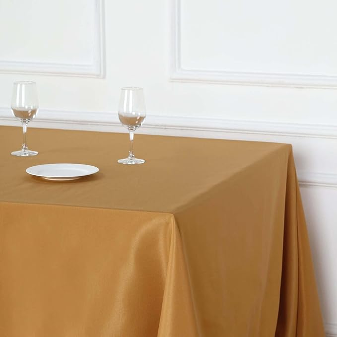 Efavormart 90" Gold Wholesale Linens Polyester Square Linen Tablecloth for Kitchen Dining Catering Wedding Birthday Party Events