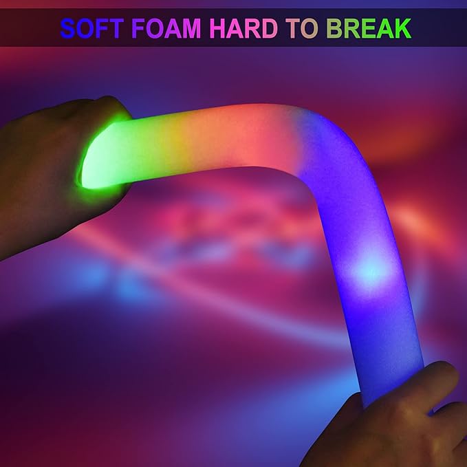 LifBetter 30 Pcs Foam Glow Sticks Bulk,Led Glow Sticks with 3 Modes Colorful Flashing,Long Life Battery Glow In The Dark Party Supplies for Weddings,Parties,Festivals,Sporting Events