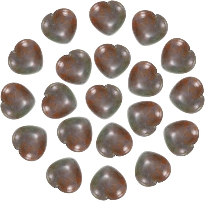 PATIKIL 20 Pcs Natural Heart Shaped Crystal Stone, 0.6 Inch Mini Polished Love Gemstone Crystal, Pocket Rock Engraved Worry Stones for Women Gifts Meditation, Gray Green