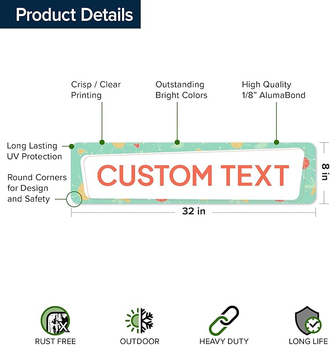 Custom Sign, Custom Street Sign, 11 Font Colors, 13 Font Styles, 4 Hole Options, 22 Sizes, 8x32 Inches, Rust Free DiBound, Fade Resistant, Made in USA by My Sign Center (Mid-Century Modern 2)