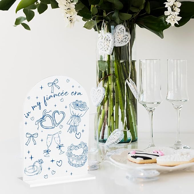 Bride to be Gifts in My Fiance Era Engagement Gifts for Couples Newlyweds Bridal Shower Gift Clear Acrylic Desk Decor Sign for Home Office 7 x 5 Inches