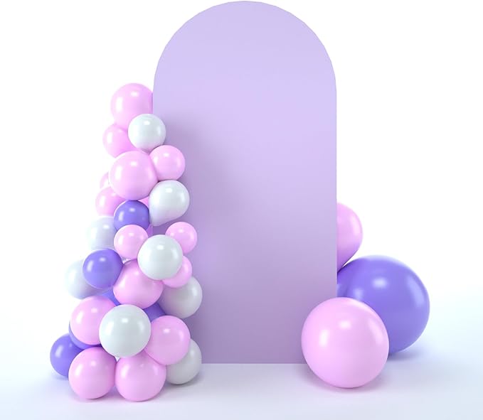 bricia Wedding Arch Backdrop Stand Cover, 7.2FT Double Sided Stretchy Arch Cover Fitted Wedding Birthday Party Banquet Decoration (Lavender 86.4''Lx48''W)