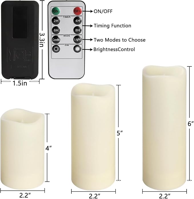 Set of 24 Waterproof Outdoor Flameless Candles, LED Candles with 4 Remote and Timer,(H 4" 5" 6" x D 2.2"),for Halloween Wedding Festiv