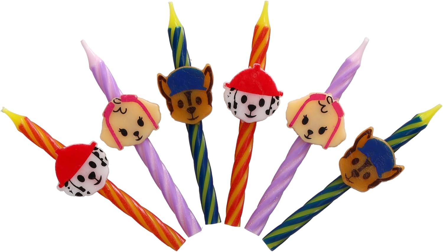 PAW Patrol Birthday Cake Candles | 6 Birthday Candles for Cake Decorations, Red, Pink, Blue Candles Featuring Chase, Marshall, Skye | Cake Toppers for PAW Patrol Party