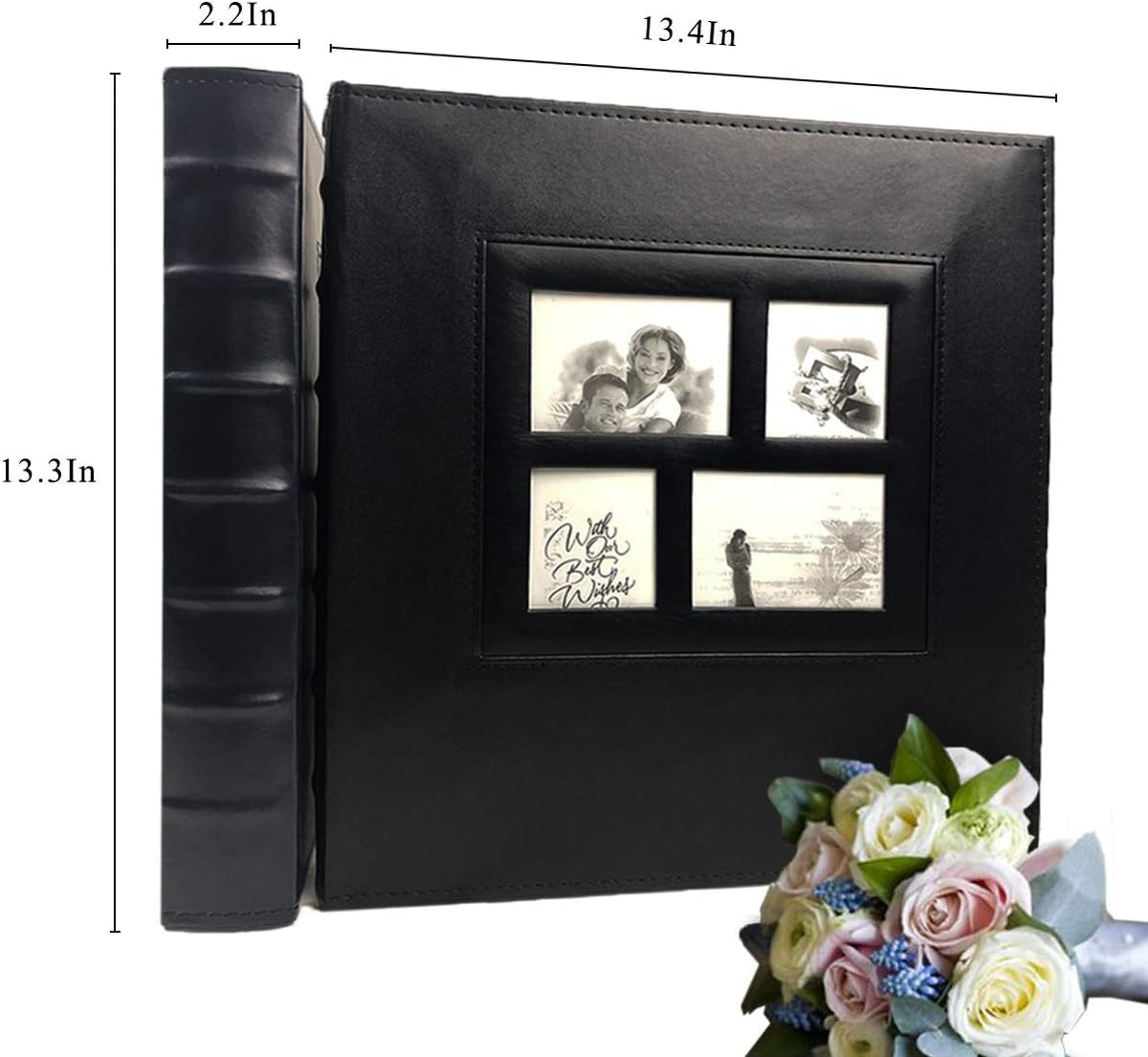 RECUTMS Photo Album Self Adhesive Magnetic Leather Scrapbook 60 Pages Black