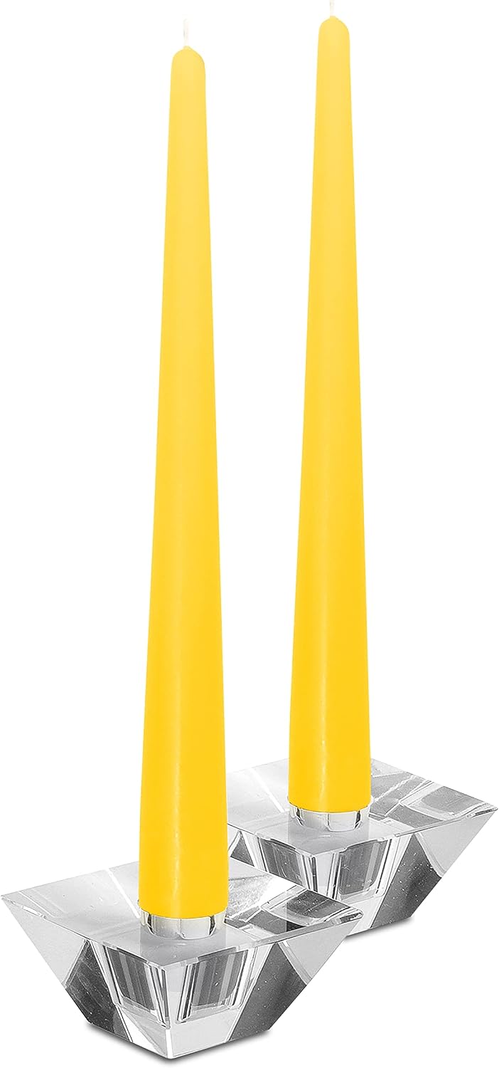 Hyoola Tall Taper Candles - 10 Inch Yellow Unscented Dripless Taper Candles - 8 Hour Burn Time - 12 Pack