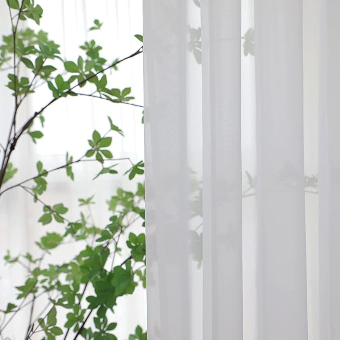 Window Ivory Sheer Curtains 108 Inches Long 2 Panels Sheer Curtain Basic Rod Pocket Panel for Bedroom Children Living Room Yard Kitchen (Ivory, 52" W x 108" L | 2 pcs)