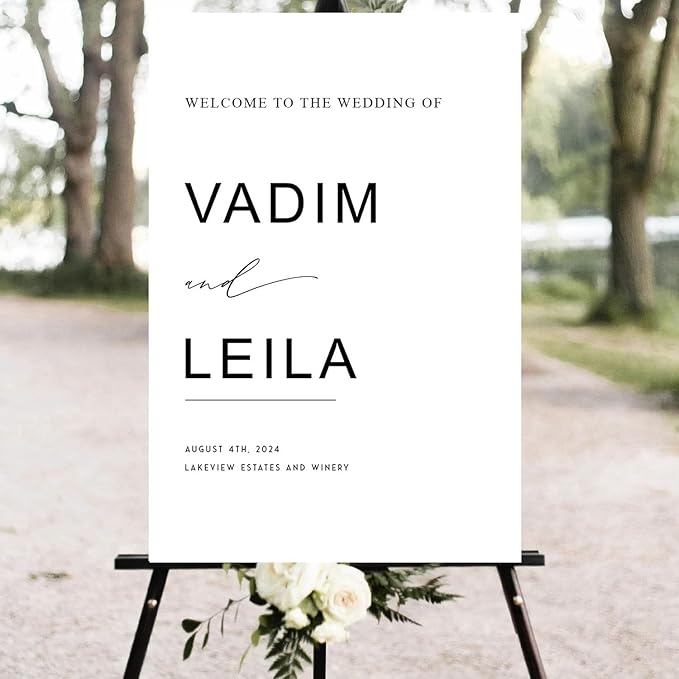 Minimalist Script Modern Wedding Welcome Signs, Welcome Sign Wedding, Customized Wedding Welcome Sign, Custom Wedding Welcome Sign