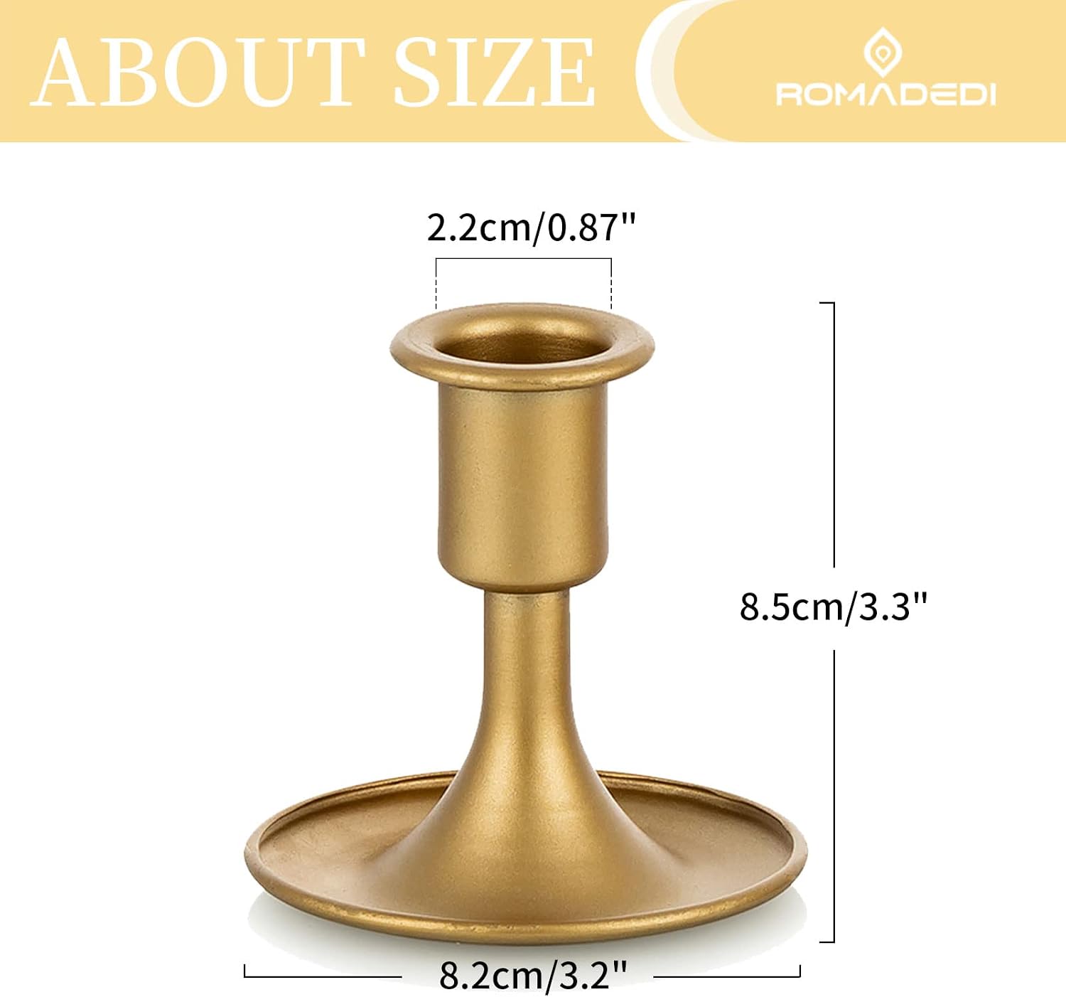 Candlestick Holders Taper Candle Holders, Romadedi Gold Candle Stick Candle Holder for Table Centerpiece, Wedding Reception, Festive Christmas Mantel Decoration or Home Decor, Set of 2