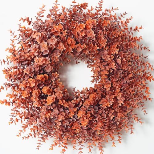 26" artificial fall eucalyptus wreath for front door, main product view