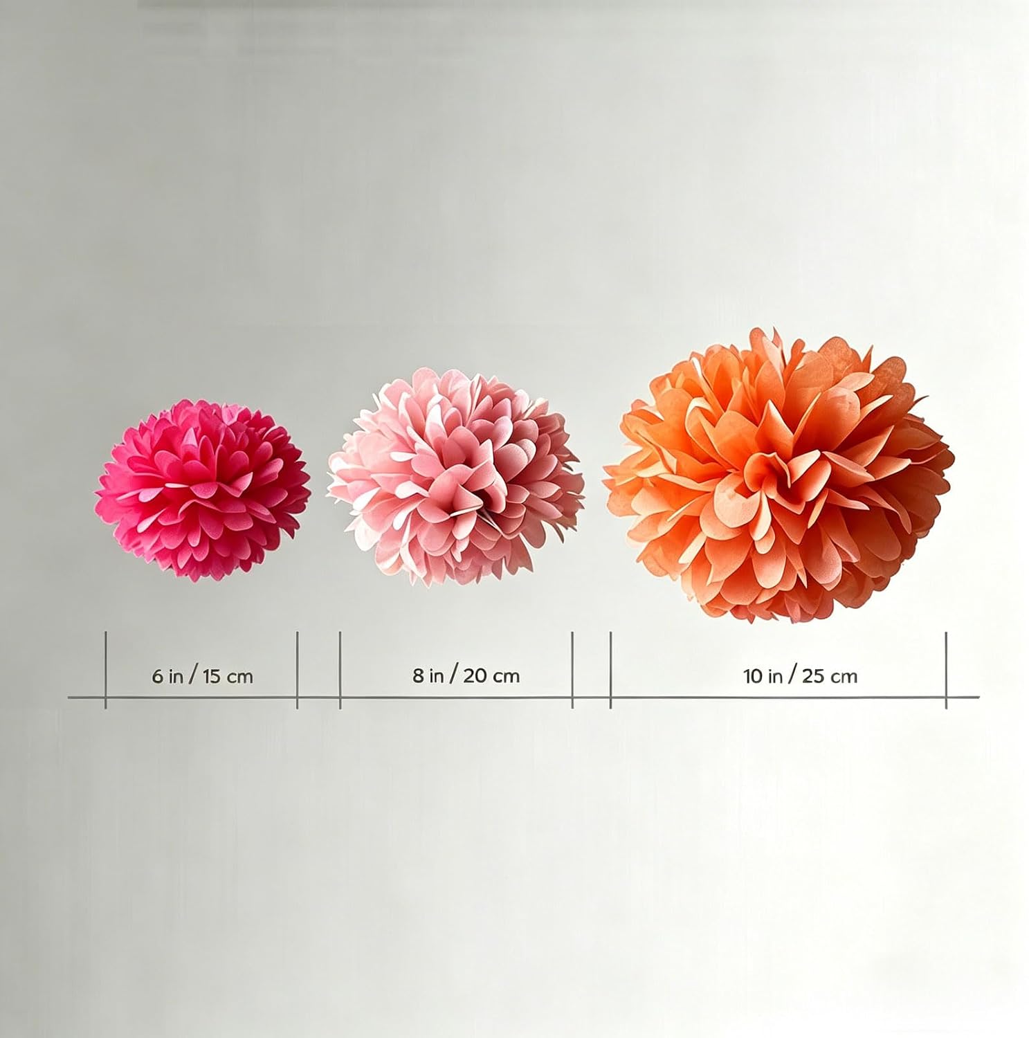 AimtoHome Pink Orange Tissue Paper Flower Pom Poms12pack Hanging Paper Pom Pom Decorations for Tea Party, Wedding, Bridal Shower, Birthday, Fiesta, Baby Shower, Nursery, Bachelorette, 10/8/6 inch