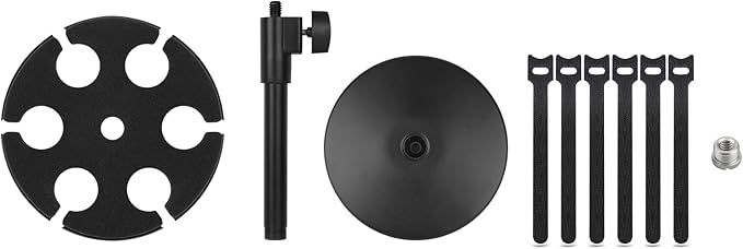 Multi Microphone Holder, Wired and Wireless Mic Holder for Stand, Hold Up to 6 Microphones, Aluminum, Black with stand (Desk)