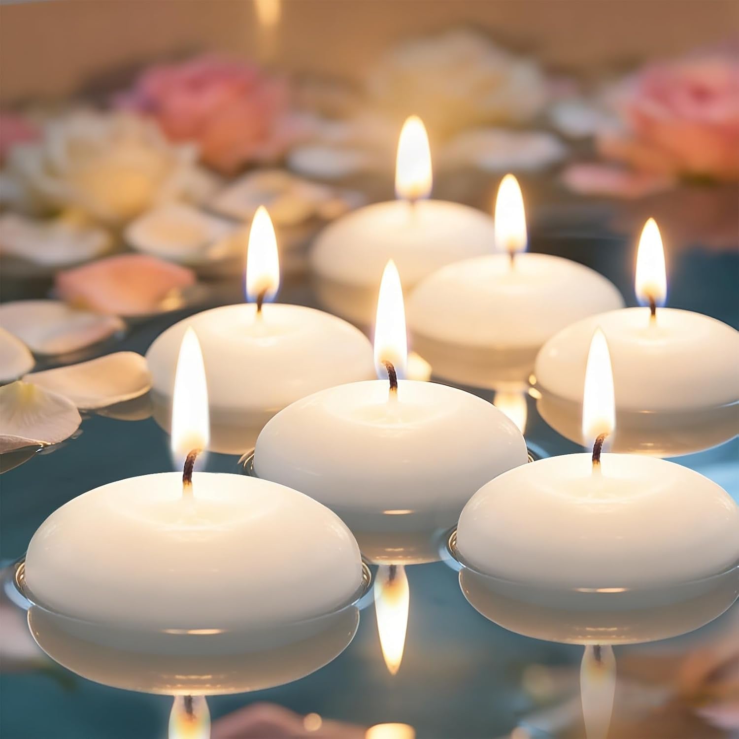 MAQIHAN 30 PCS White Floating Candles - Small Floating Candles for Centerpieces Unscented Dripless Wax Burning for Home Decorations, Weddings, Parties, Holiday, Special Occasions and Christmas