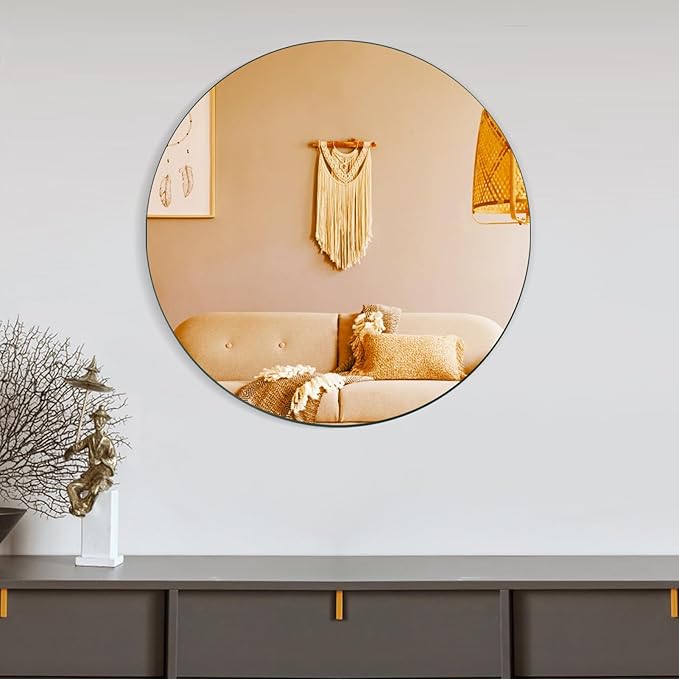 JAMBALAY 12″ Round Mirror Centerpieces for Tables, 12PCS Color Glass Mirror Table Centerpieces, Mirror Plates, Mirror Tray for Wedding, Party Centerpieces and Christmas Decorations, Gold