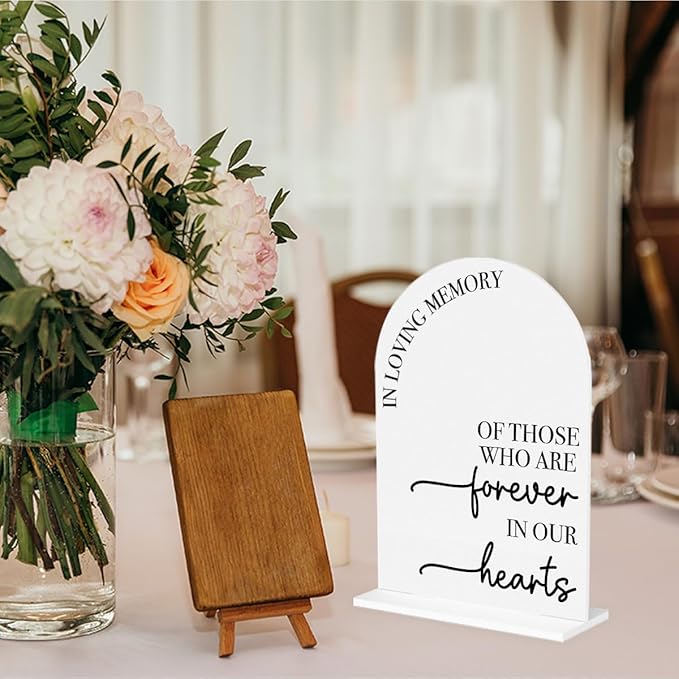 In Loving Memory Wedding Sign Memorial Sign Decor Stuff Acrylic Arch Memory Table Reserved Signs for Wedding Party 7 x 5 Inches