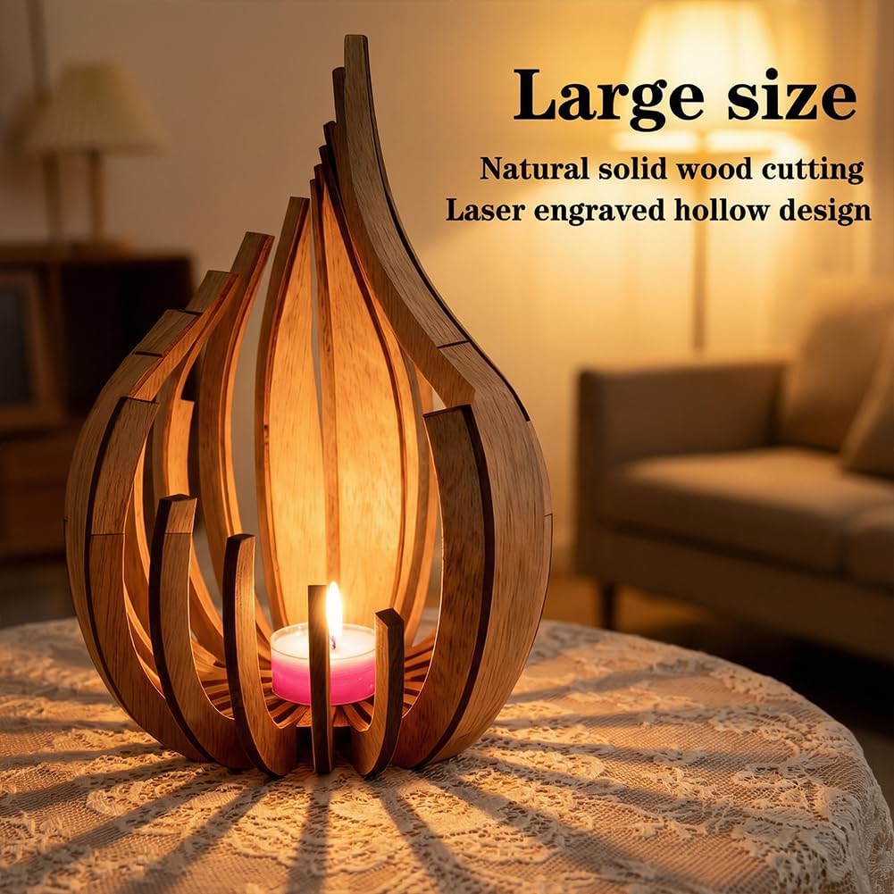 3pcs Creative Wooden Candle Holder Set - Modern and Minimalist Design,Suitable for Decorating Living Room Mantels, Wedding Parties(Large+Medium+Small)