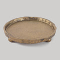 Vintage Cast Iron Pillar Candle Holder Plate, Rustic Brass Candle Tray – Round Candle Base Stand for Small Pillar Candles, Table Centerpiece & Home Decor Accent