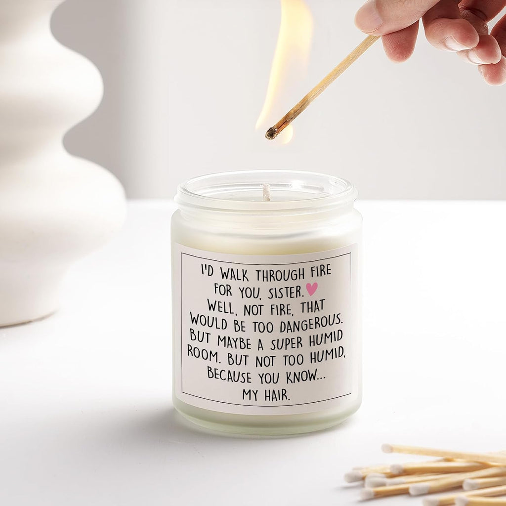 Petalsun Funny Sister Gifts, Sister Birthday Gifts - Handmade Lavender Natural Soy Wax Candle- Sisters Gift from Sister Brother for Birthday, Mothers Day, Graduation, Christmas, Sis Candle(7oz)