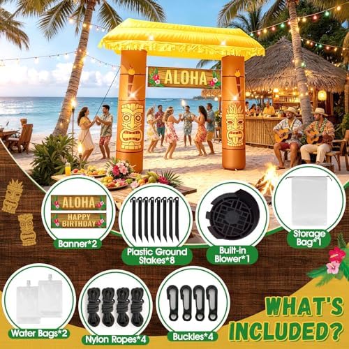 7.8ft luau tiki hut inflatable arch for summer on a desk or shelf
