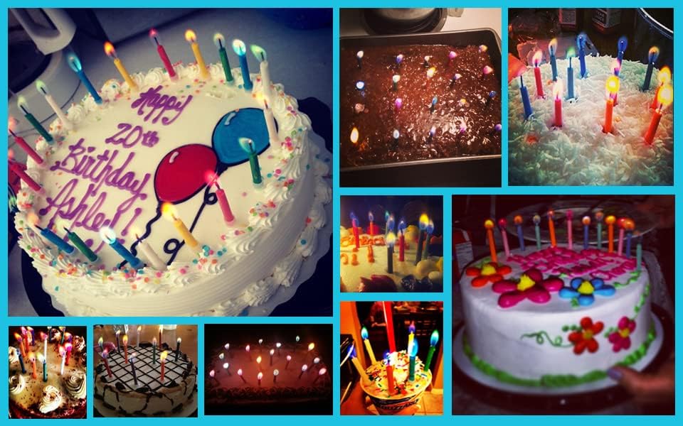 Amazing Colorflame Multicolor Happy Birthday Candles and Holders (12 Count),Unscented